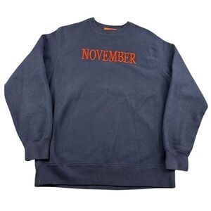 Boot Boyz Biz November Magazine Sweatshirt Men M Blue Heavyweight Embroider Crew